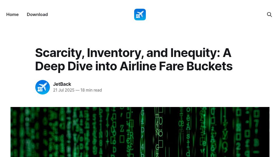 Screenshot of blog.getjetback.com: Scarcity, Inventory, and Inequity: A Deep Dive into Airline Fare Buckets