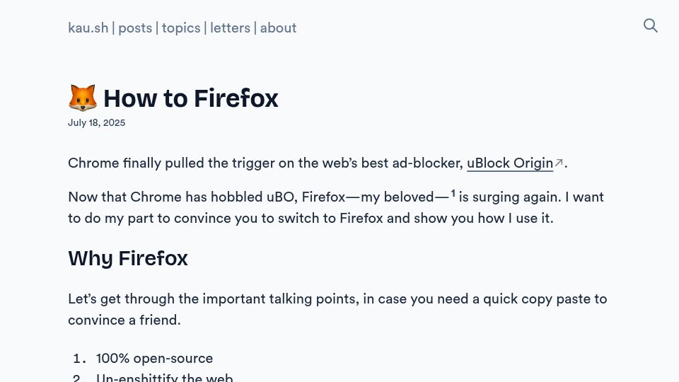 Screenshot of kau.sh: How to Firefox