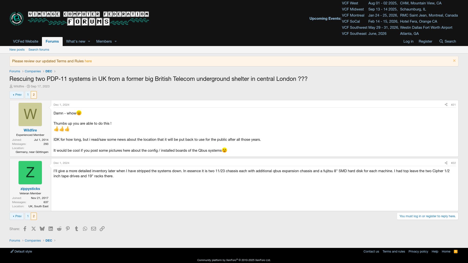 Screenshot of forum.vcfed.org: Rescuing two PDP-11s from a former British Telecom underground shelter (2023)