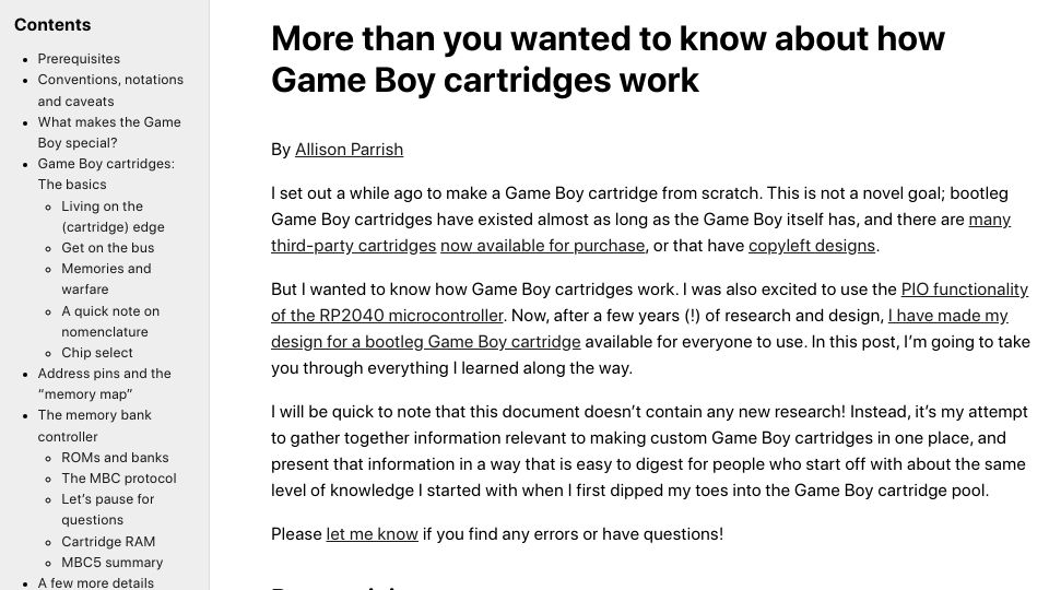 Screenshot of abc.decontextualize.com: More than you wanted to know about how Game Boy cartridges work