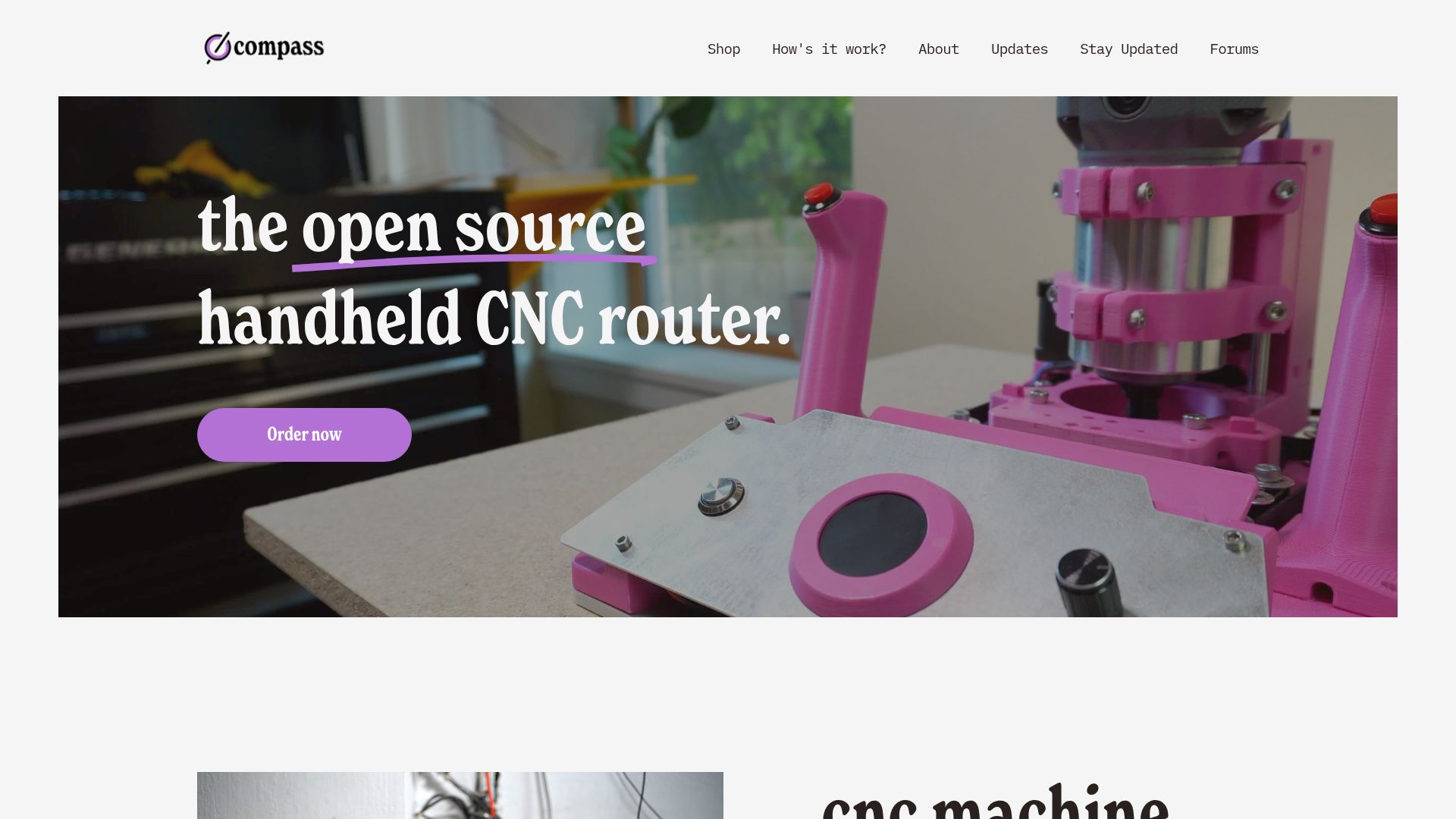 Screenshot of compassrouter.com: Show HN: Compass CNC – Open-source handheld CNC router