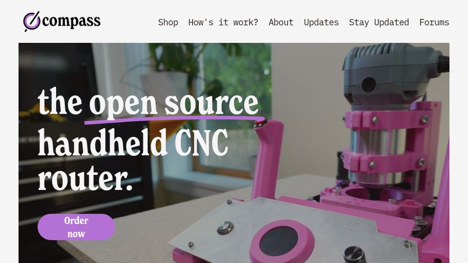 Screenshot of compassrouter.com: Show HN: Compass CNC – Open-source handheld CNC router