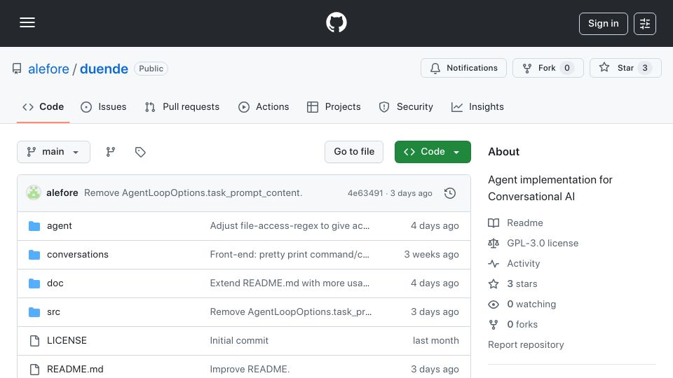 Screenshot of github.com: Show HN: Duende: Web UX for guiding Gemini as it improves your source code