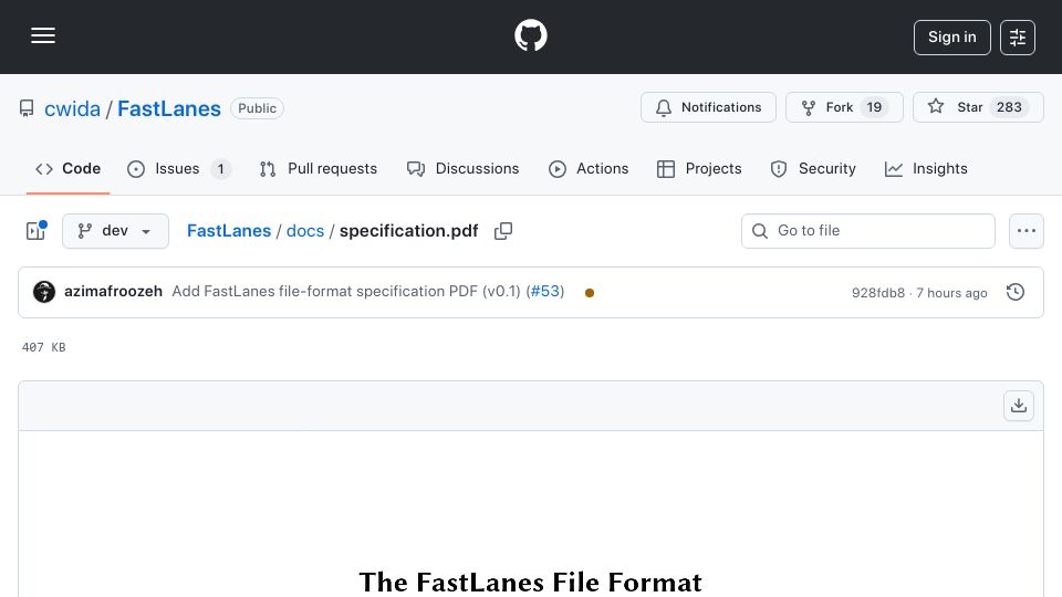 Screenshot of github.com: The FastLanes File Format [pdf]