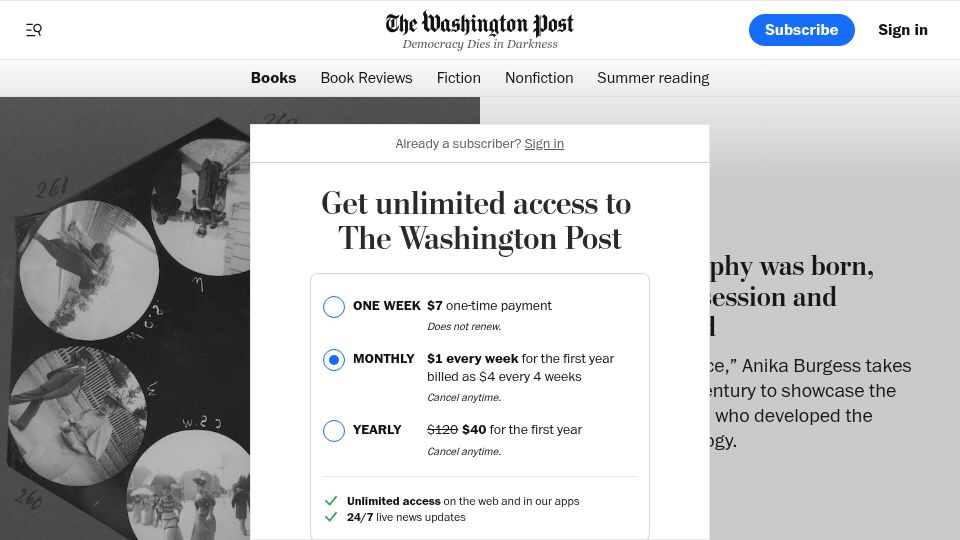 Screenshot of washingtonpost.com: When photography was born, fascination, obsession, and danger followed