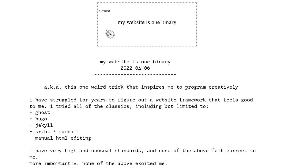 Screenshot of j3s.sh: My website is one binary (2022)