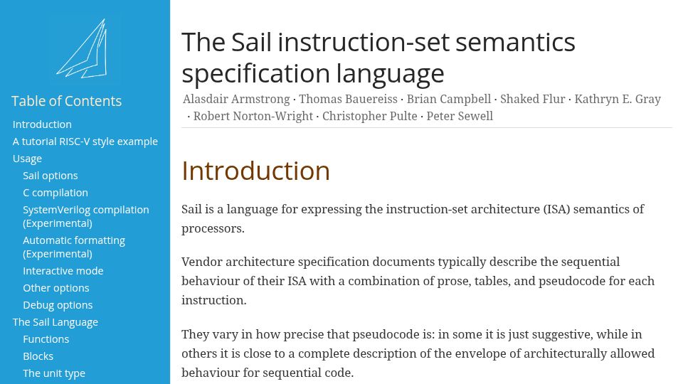 Screenshot of alasdair.github.io: The Sail instruction-set semantics specification language