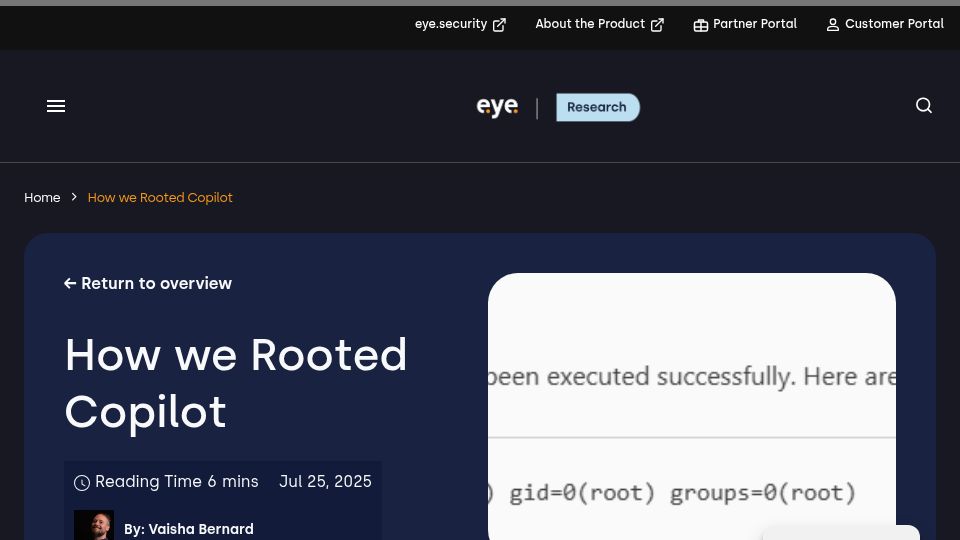 Screenshot of research.eye.security: How we rooted Copilot