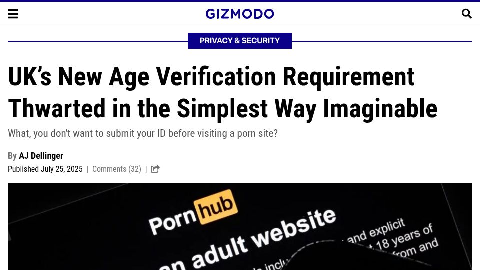 Screenshot of theverge.com: The UK’s new age-gating rules are easy to bypass