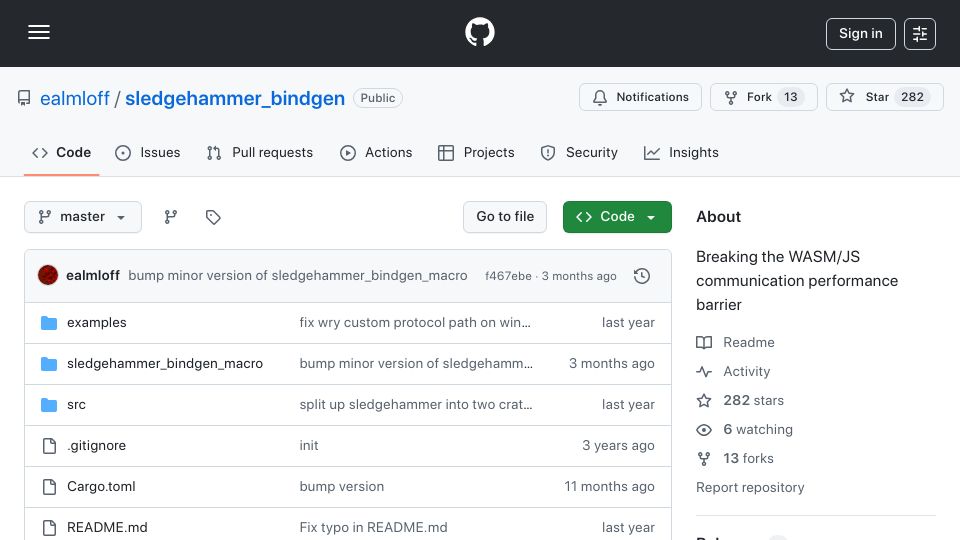 Screenshot of github.com: Breaking the WASM/JS communication performance barrier