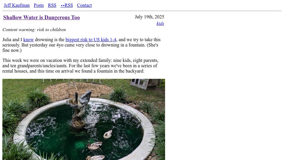 Screenshot of jefftk.com: Shallow water is dangerous too