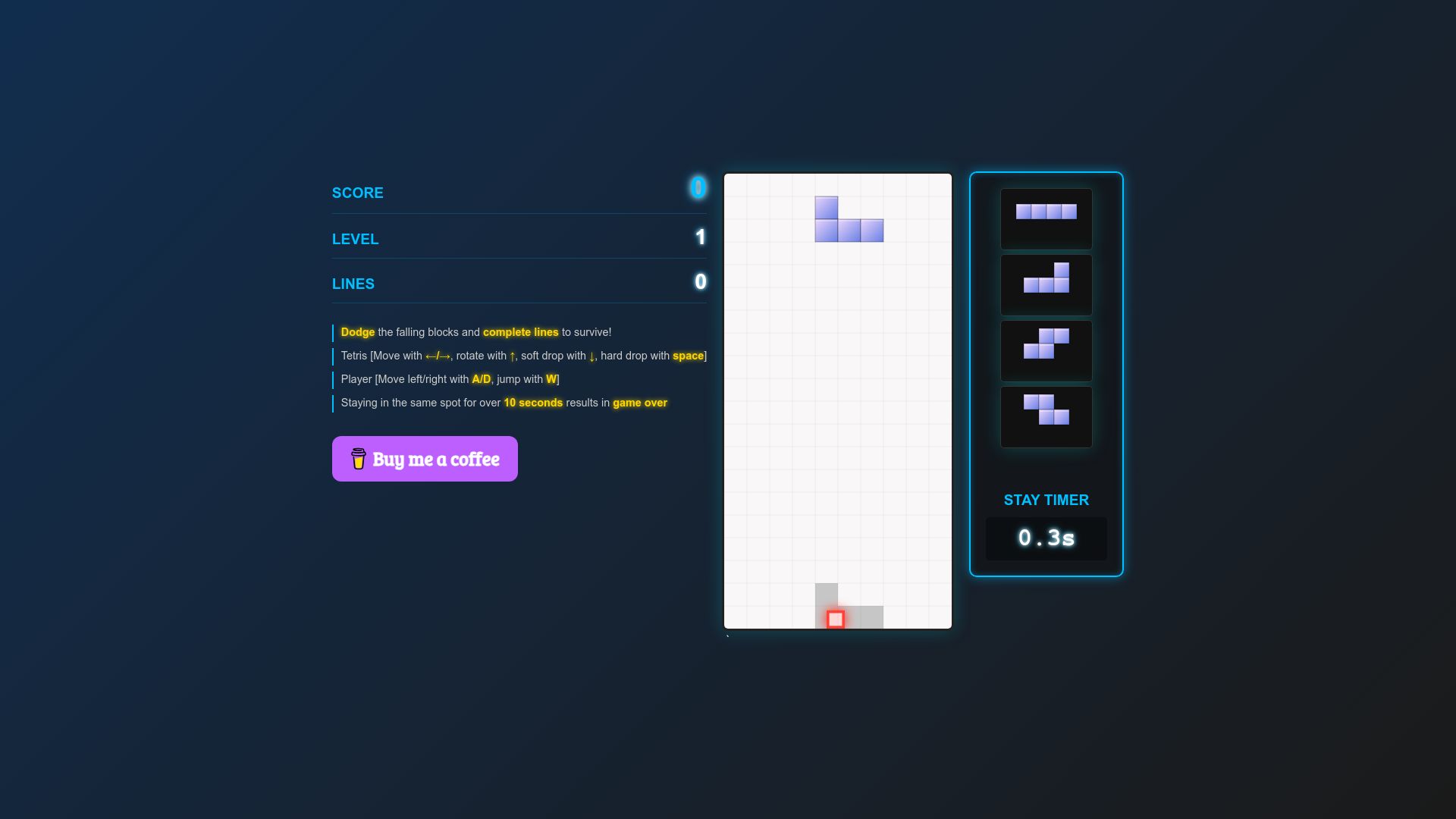 Screenshot of splitris.online: Dual-Brain Challenge Tetris Game