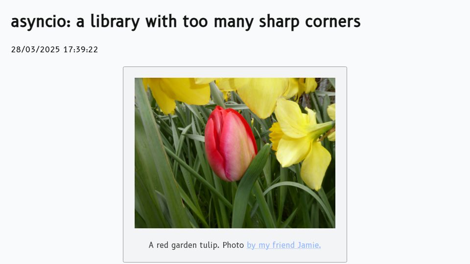 Screenshot of sailor.li: Asyncio: A library with too many sharp corners