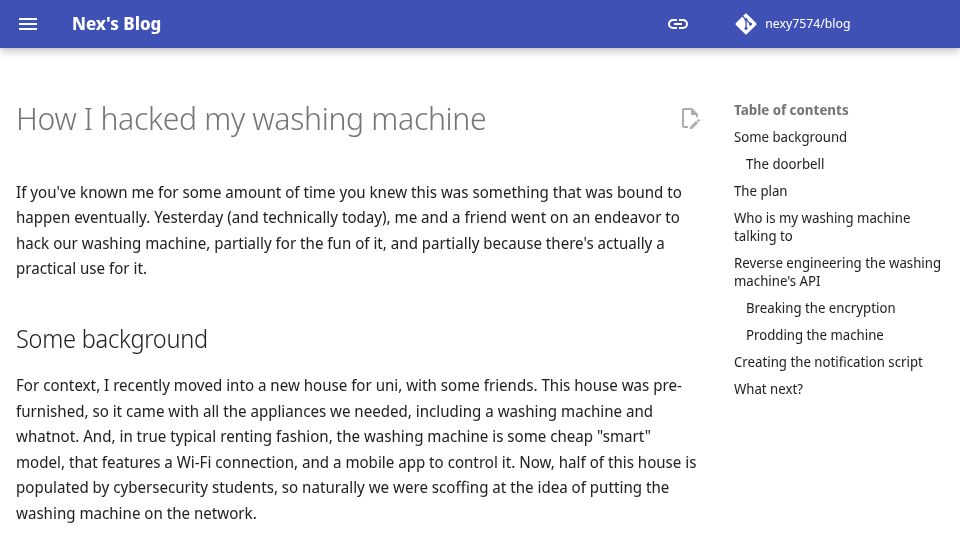 Screenshot of nexy.blog: I hacked my washing machine