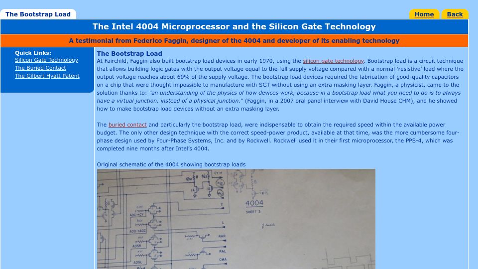 Screenshot of intel4004.com: The Bootstrap Load