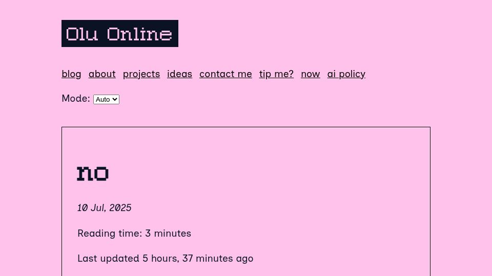 Screenshot of olu.online: No
