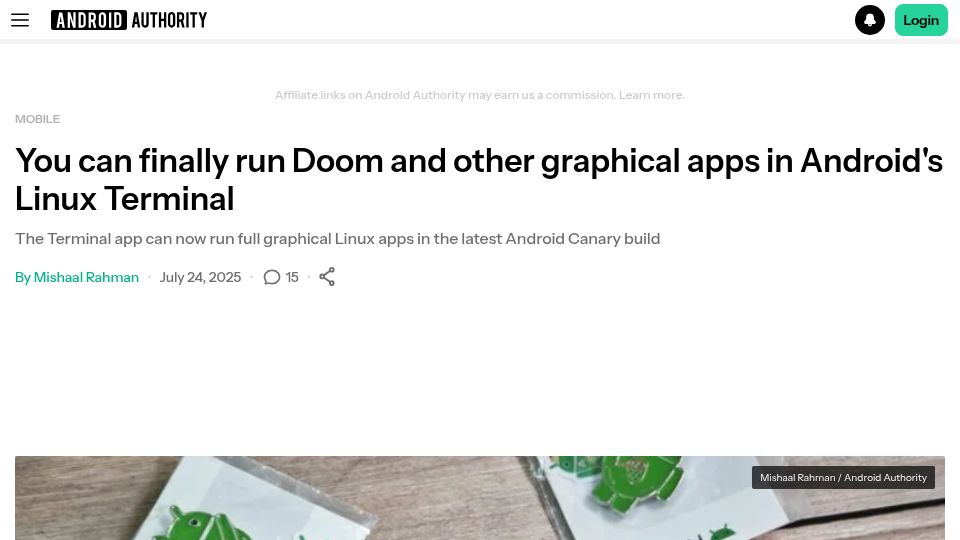 Screenshot of androidauthority.com: Terminal app can now run full graphical Linux apps in the latest Android Canary