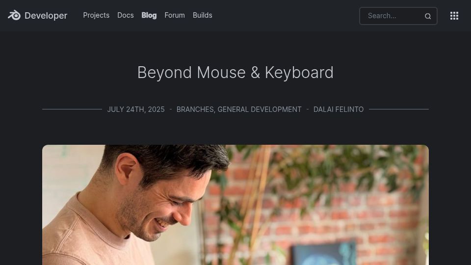 Screenshot of code.blender.org: Blender: Beyond Mouse and Keyboard