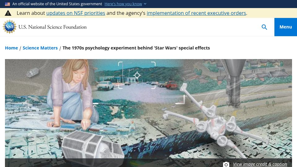 Screenshot of nsf.gov: The 1970s psychology experiment behind 'Star Wars' special effects (2023)