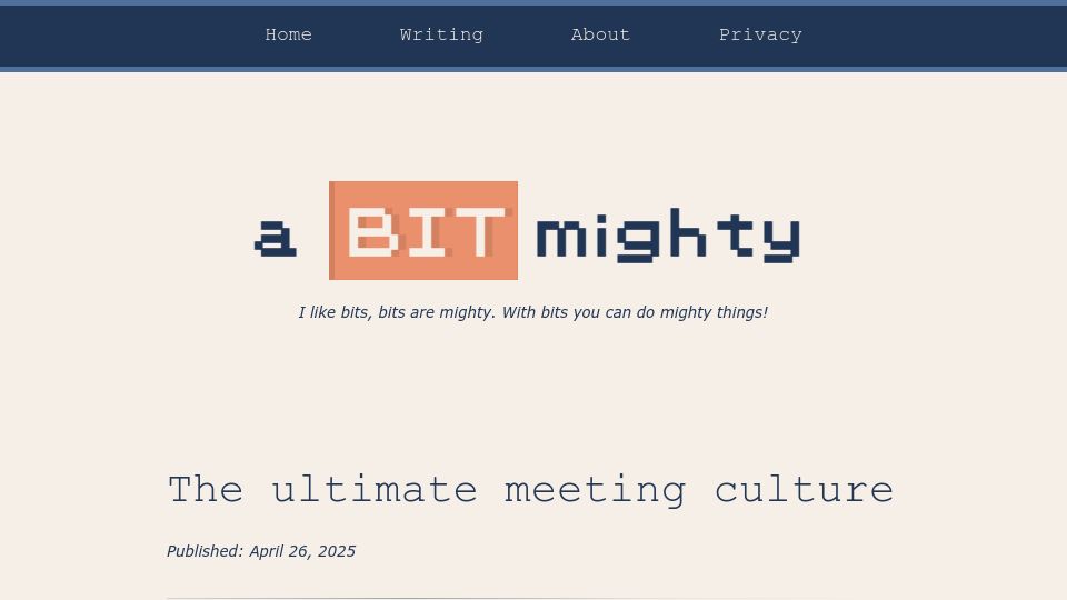 Screenshot of abitmighty.com: What would an efficient and trustworthy meeting culture look like?