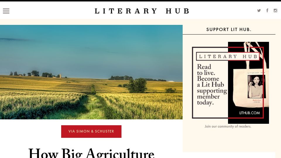 Screenshot of lithub.com: Big agriculture mislead the public about the benefits of biofuels