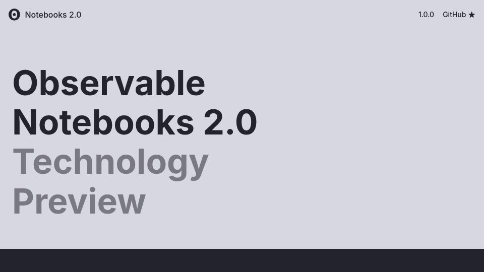 Screenshot of observablehq.com: Observable Notebooks 2.0 Technology Preview