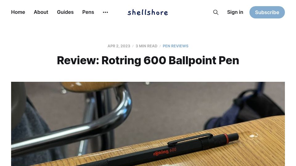 Screenshot of shellshore.com: Rotring 600 Ballpoint Pen