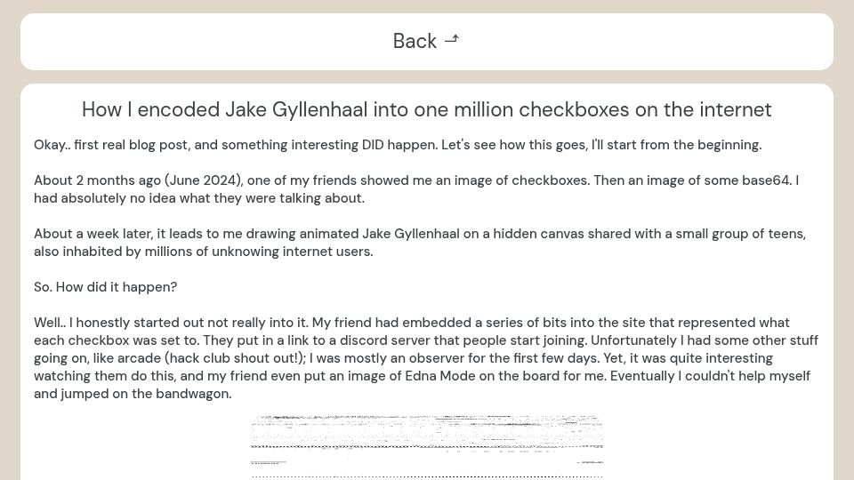 Screenshot of ednamode.xyz: Encoding Jake Gyllenhaal into one million checkboxes (2024)