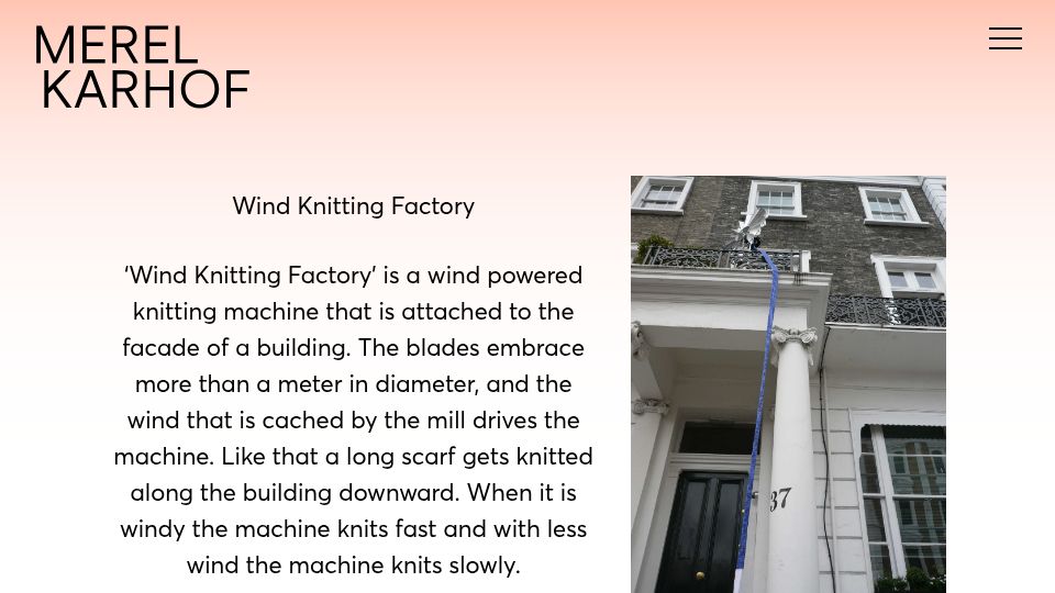Screenshot of merelkarhof.nl: Wind Knitting Factory