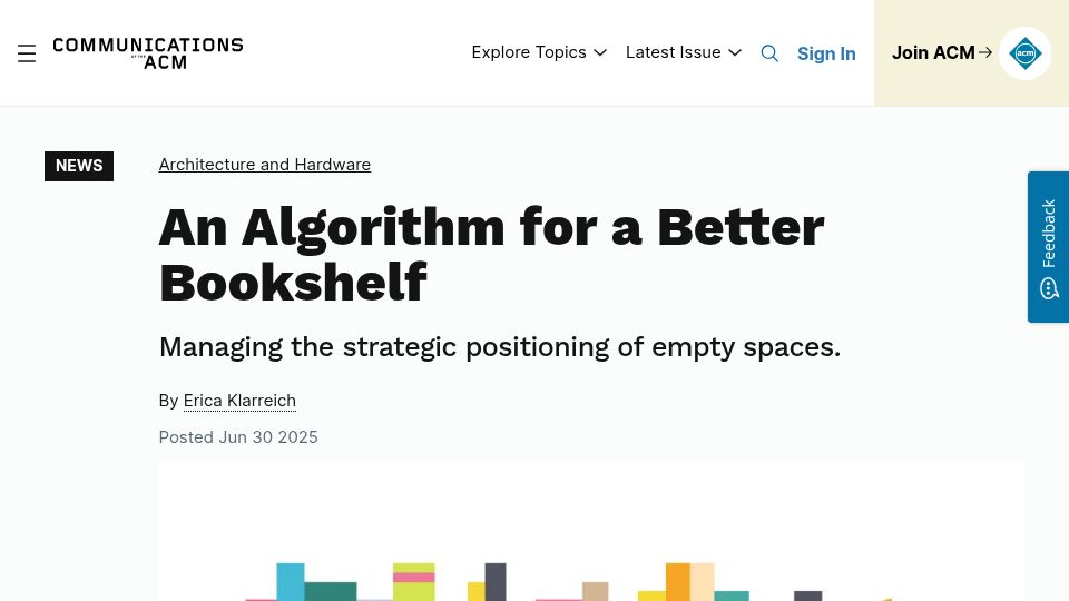 Screenshot of cacm.acm.org: An Algorithm for a Better Bookshelf