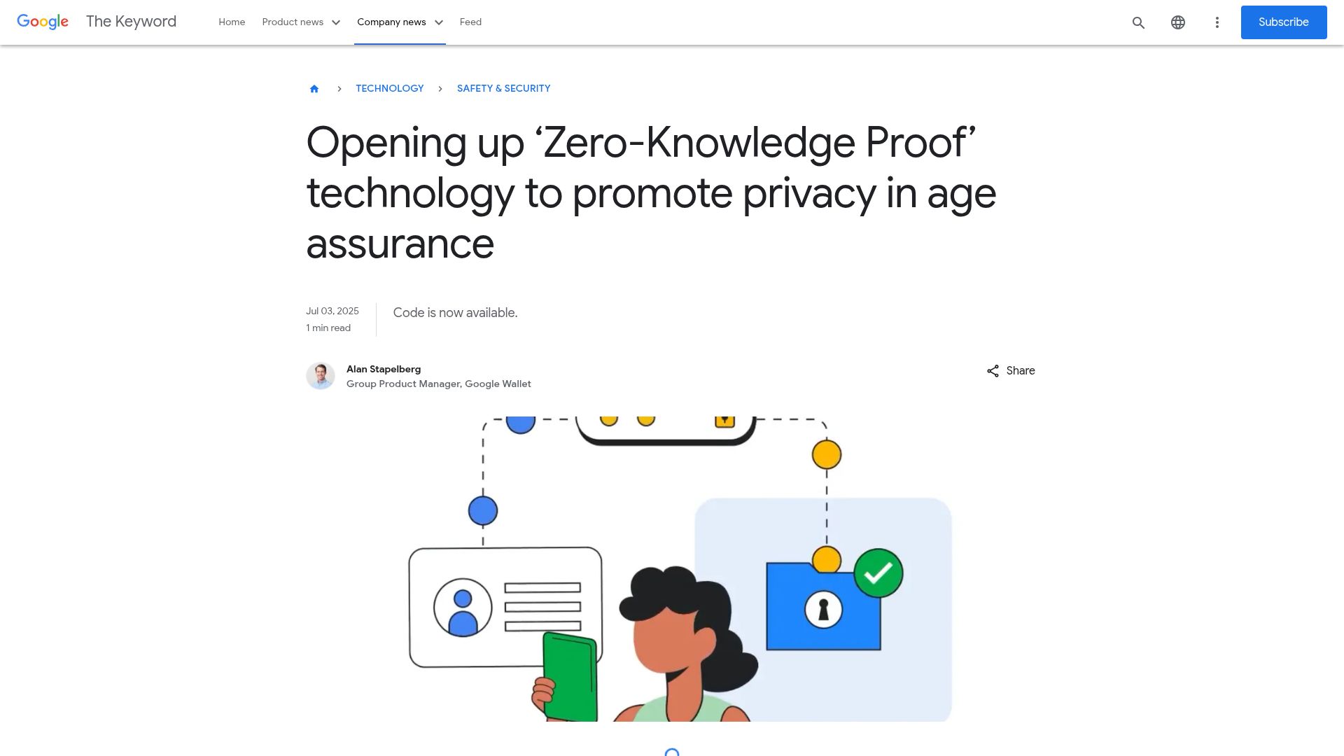 Screenshot of blog.google: Opening up ‘Zero-Knowledge Proof’ technology