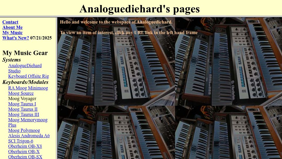 Screenshot of analoguediehard.com: Analoguediehard