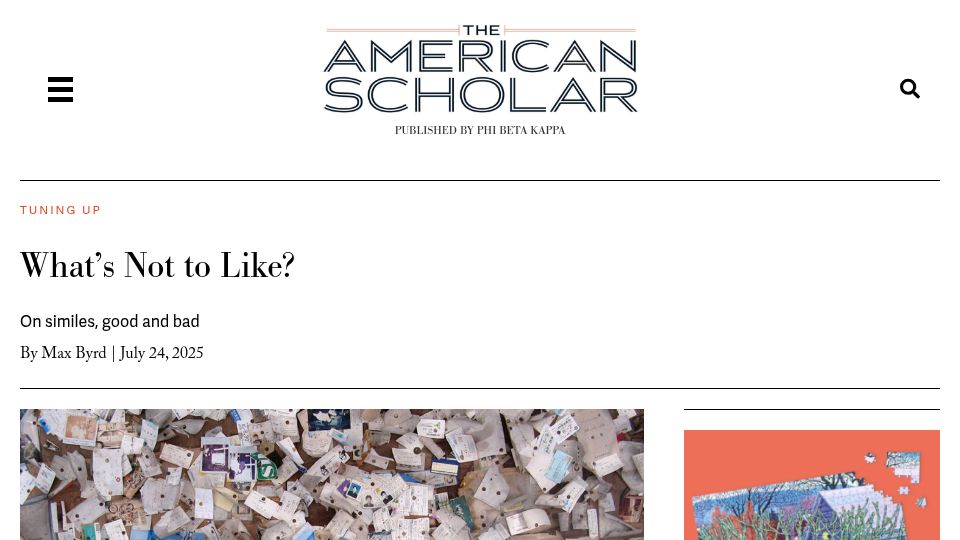 Screenshot of theamericanscholar.org: What's Not to Like?