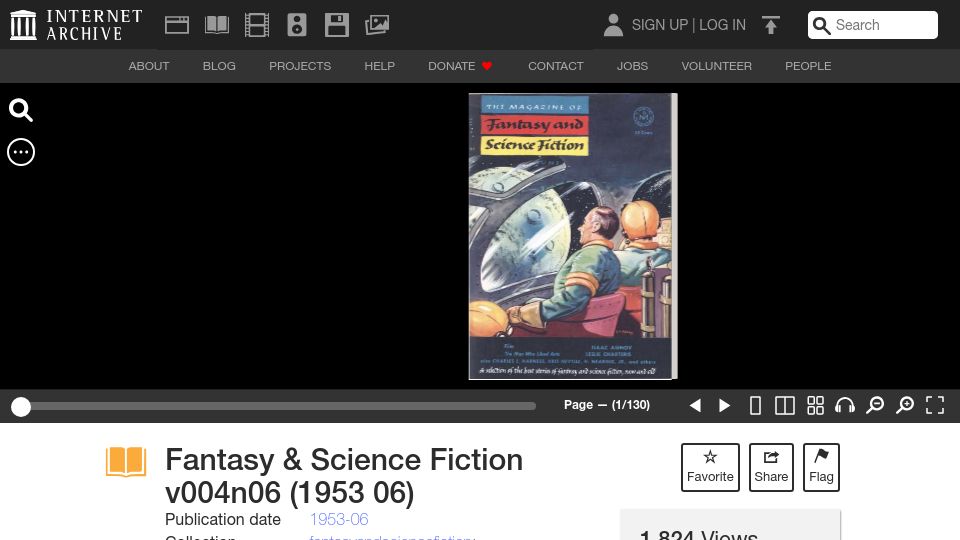 Screenshot of archive.org: The Preserving Machine by Philip K. Dick (1953)