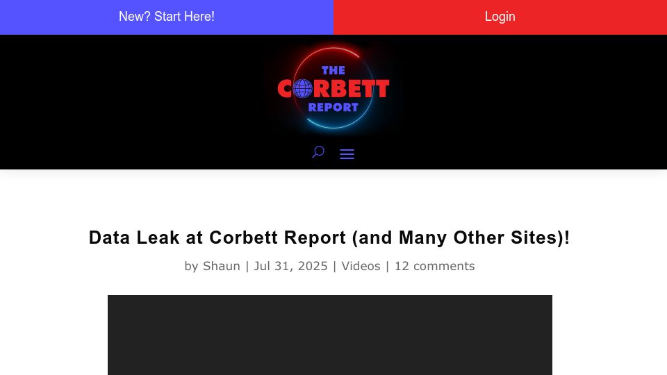 Screenshot of corbettreport.com: GiveWP plugin for WordPress revealed email addresses of donors in page source