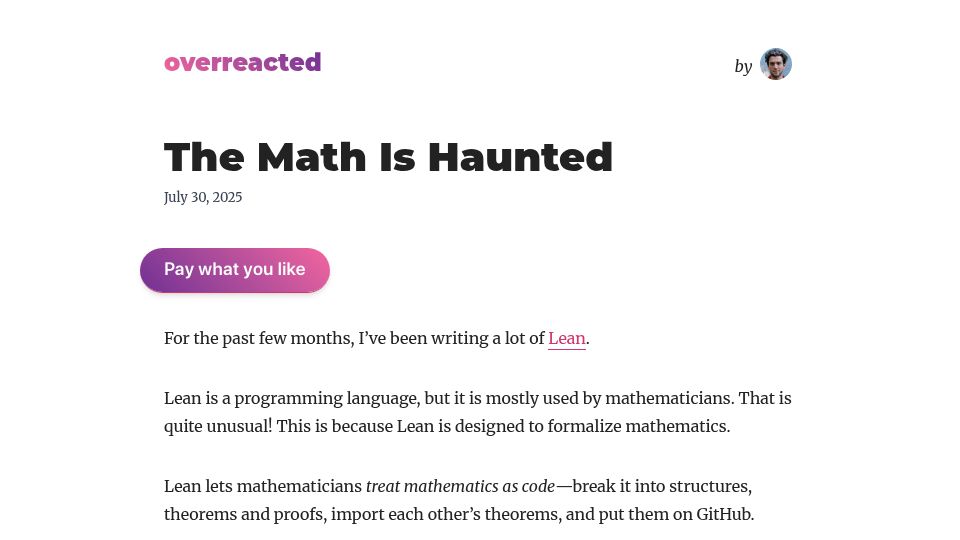 Screenshot of overreacted.io: The Math Is Haunted