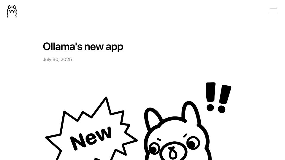 Screenshot of ollama.com: Ollama's new app