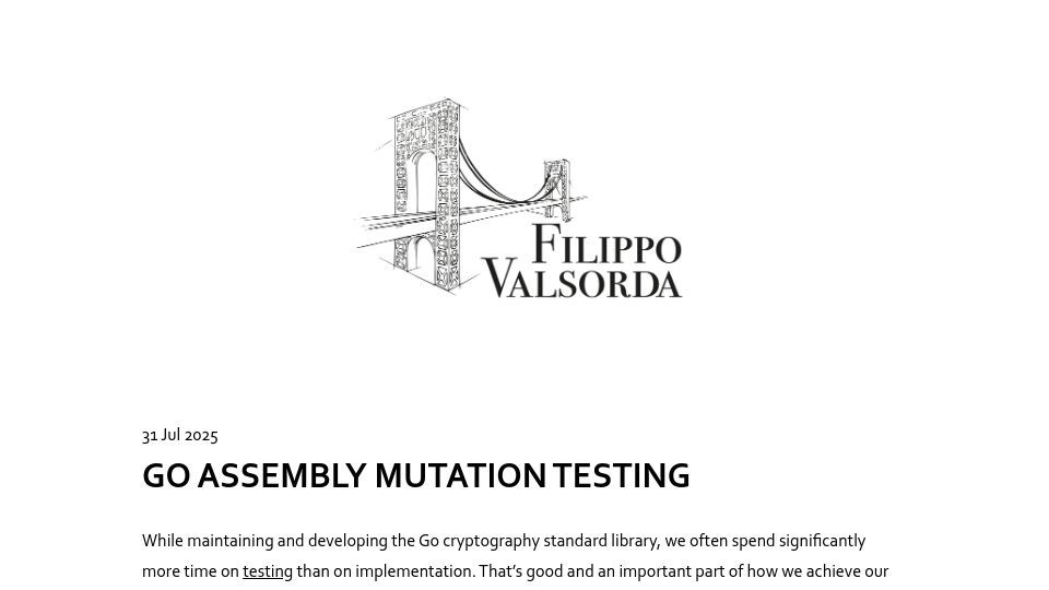 Screenshot of words.filippo.io: Go Assembly Mutation Testing