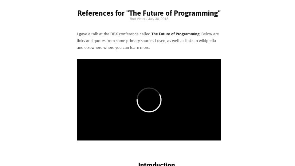 Screenshot of worrydream.com: The Future of Programming (2013)
