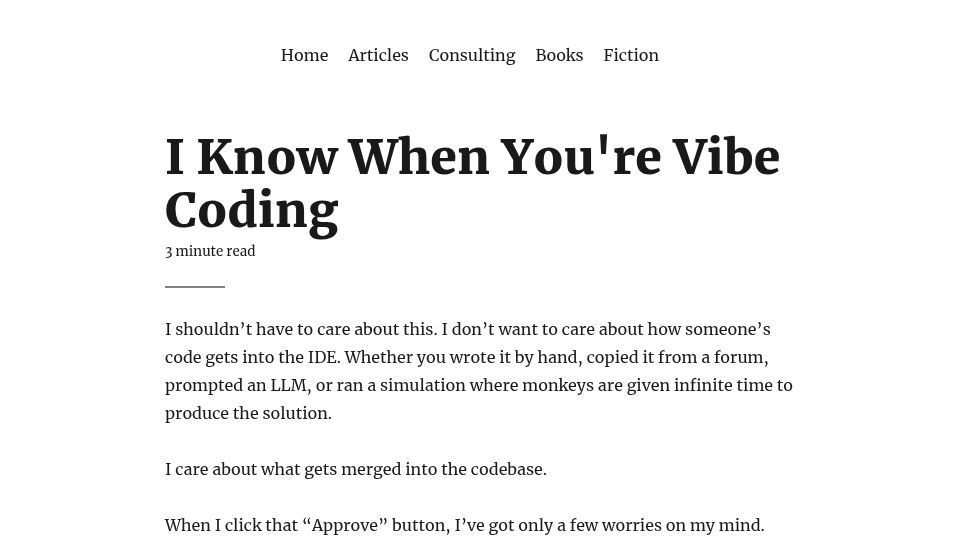 Screenshot of alexkondov.com: I know when you're vibe coding