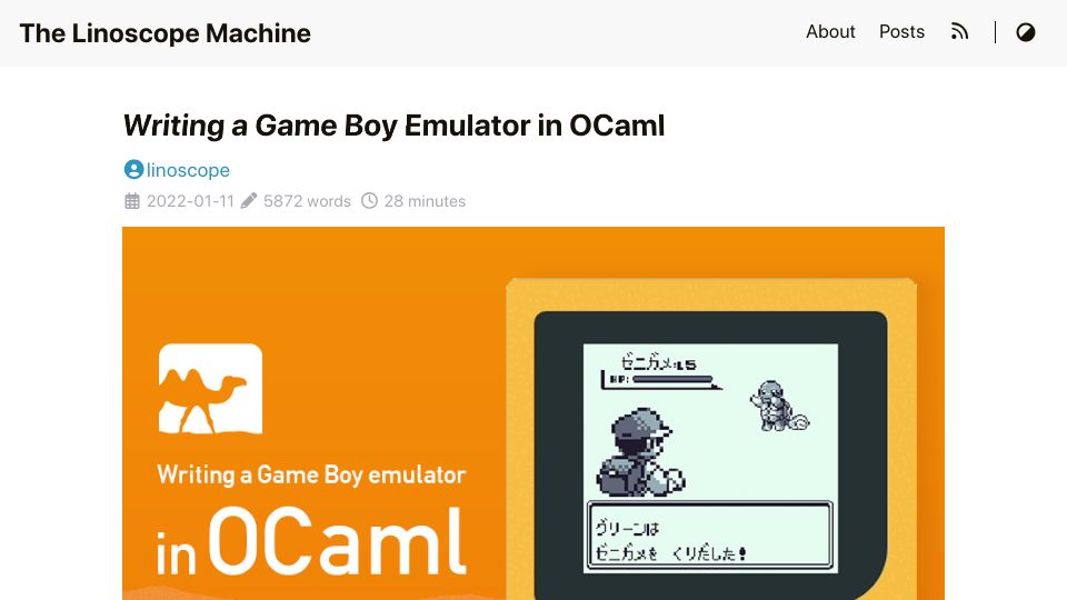 Screenshot of linoscope.github.io: Writing a Game Boy Emulator in OCaml (2022)