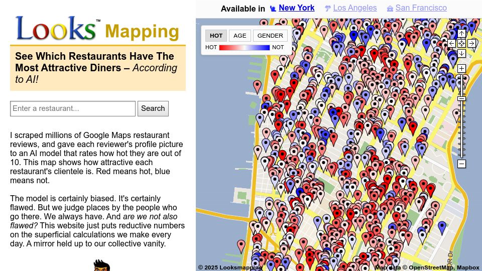 Screenshot of looksmapping.com: LooksMapping