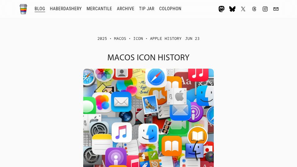 Screenshot of basicappleguy.com: macOS Icon History