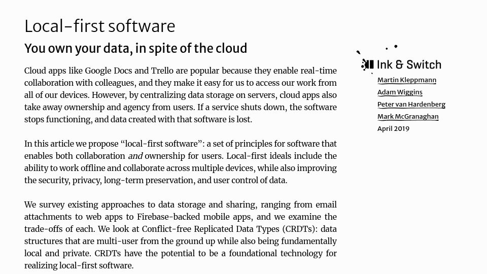 Screenshot of inkandswitch.com: Local-first software (2019)
