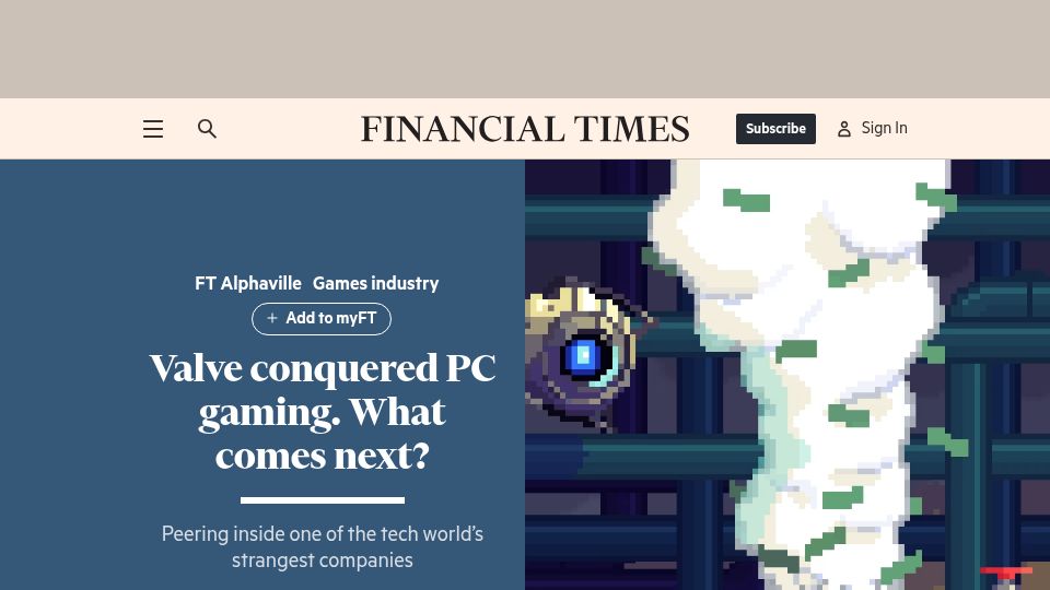 Screenshot of ft.com: Valve conquered PC gaming – what comes next?