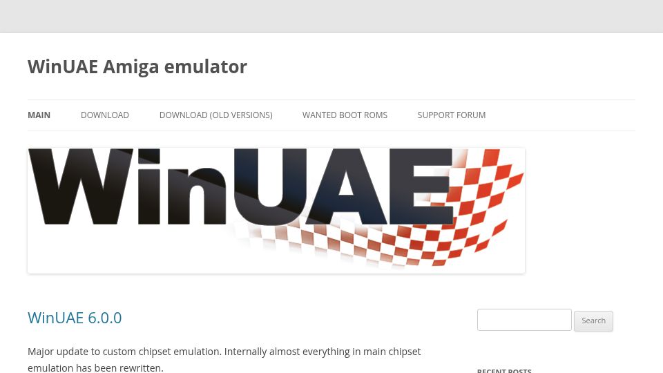 Screenshot of winuae.net: WinUAE 6 Amiga Emulator