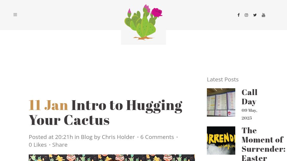 Screenshot of hugyourcactus.com: Hugging Your Cactus