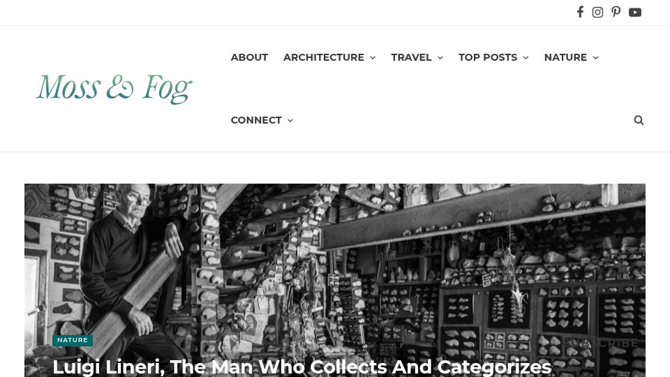 Screenshot of mossandfog.com: Luigi Lineri, the Man Who Collects and Categorizes Stones (2024)