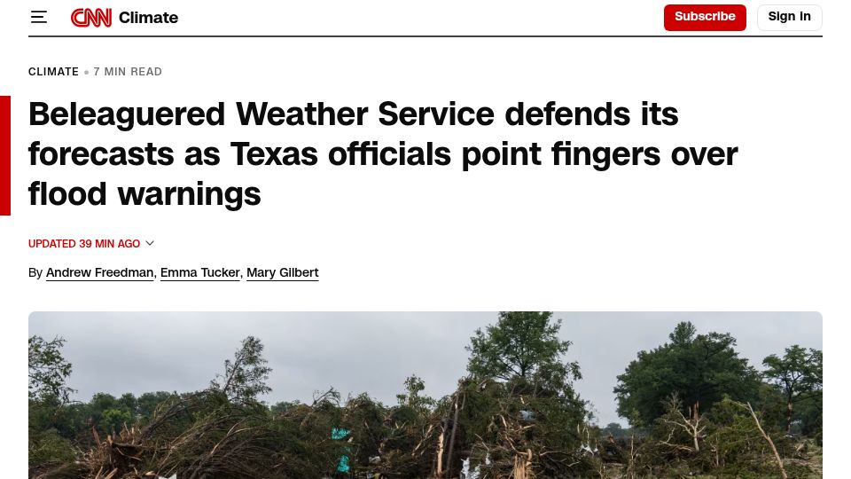 Screenshot of cnn.com: I live in TX and TX needs to do better. Global warming cannot be denied