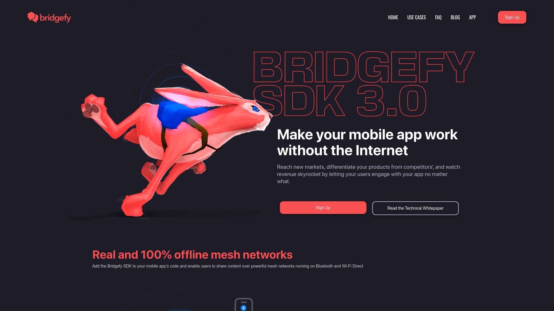 Screenshot of bridgefy.me: Bridgefy SDK – Make your mobile app work without the Internet